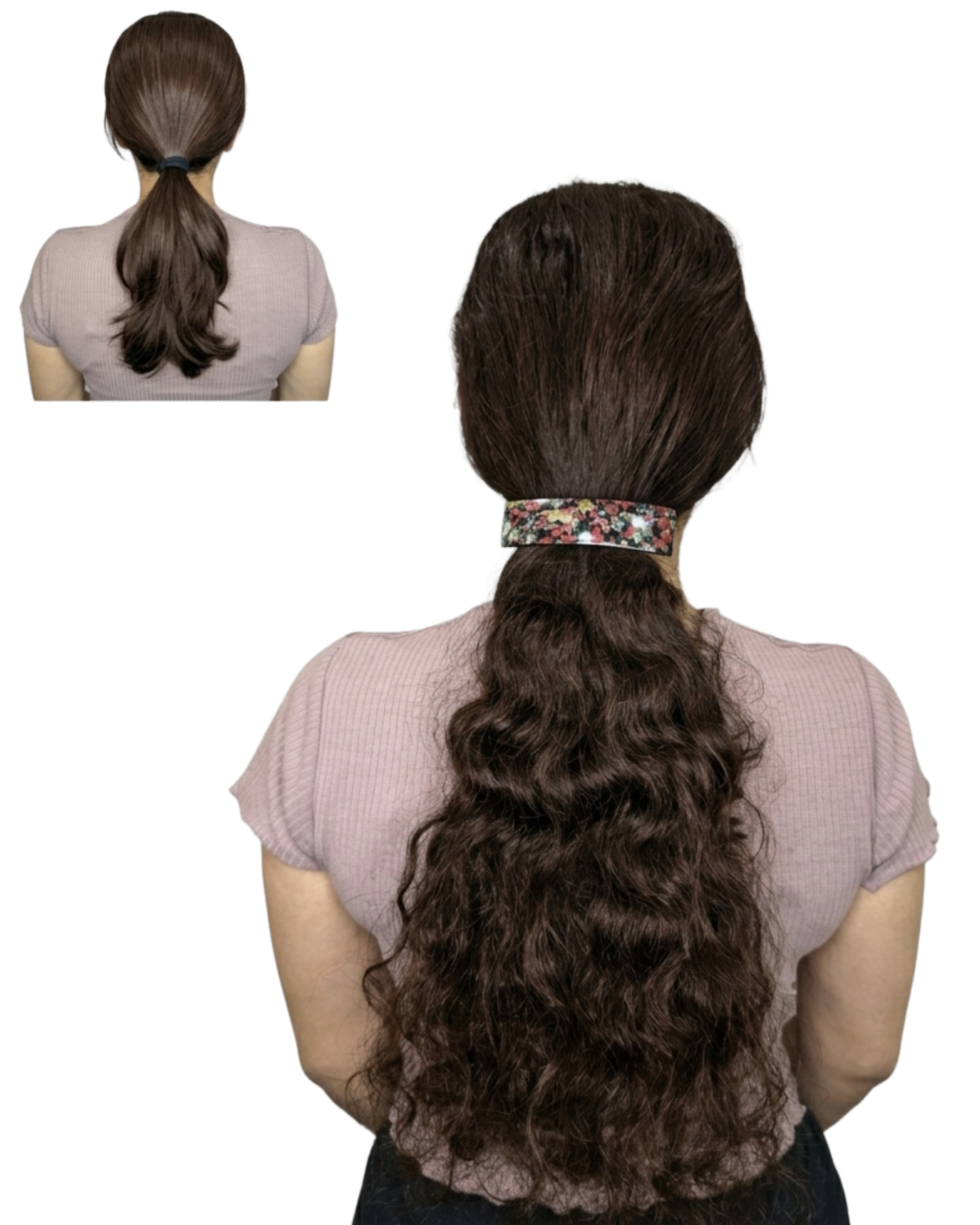 Flat Clip Ponytail Extensions Light Brown