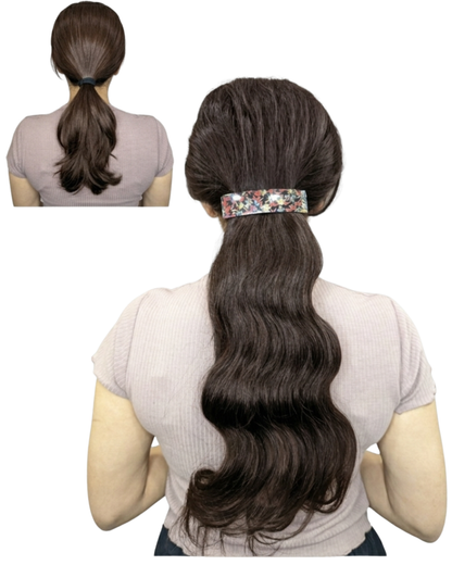 Flat Clip Ponytail Extensions Light Brown