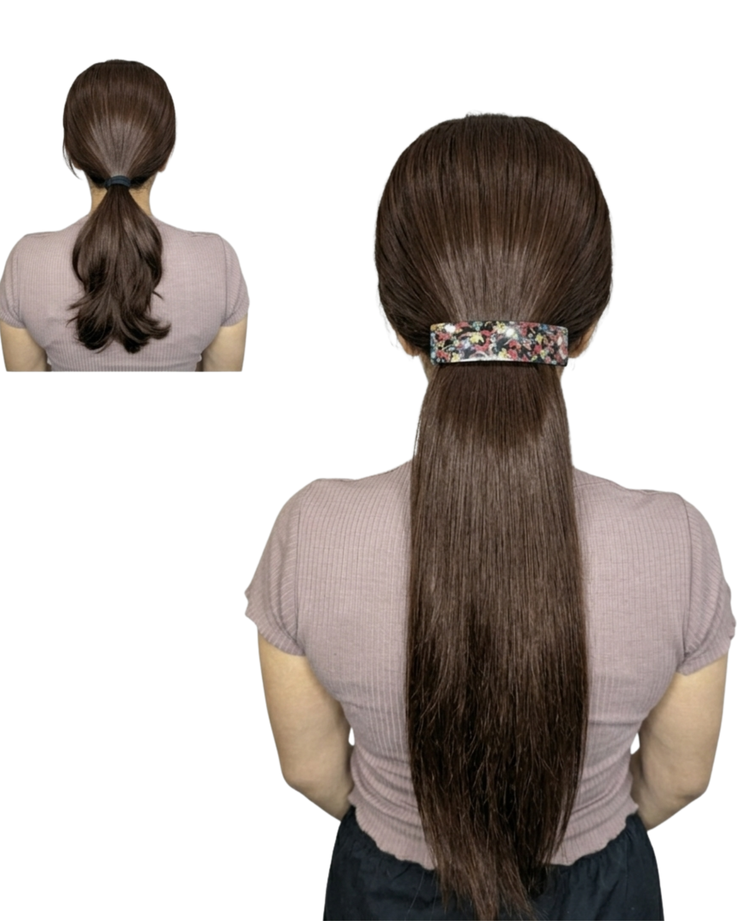 Flat Clip Ponytail Extensions Light Brown