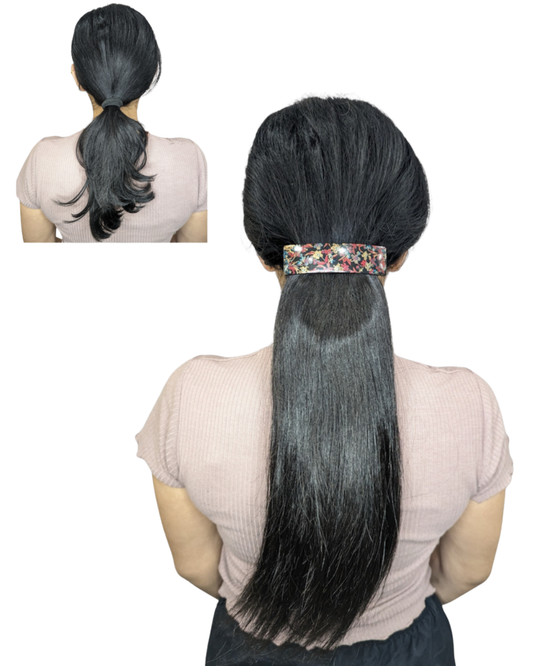 Flat Clip Ponytail Extensions Natural Black
