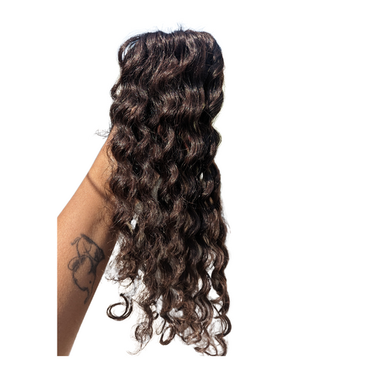 1 Clip Hair Patch Natural Black Steamed Curly