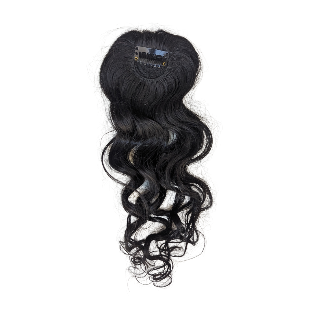 1 Clip Hair Patch Natural Black Natural Curly