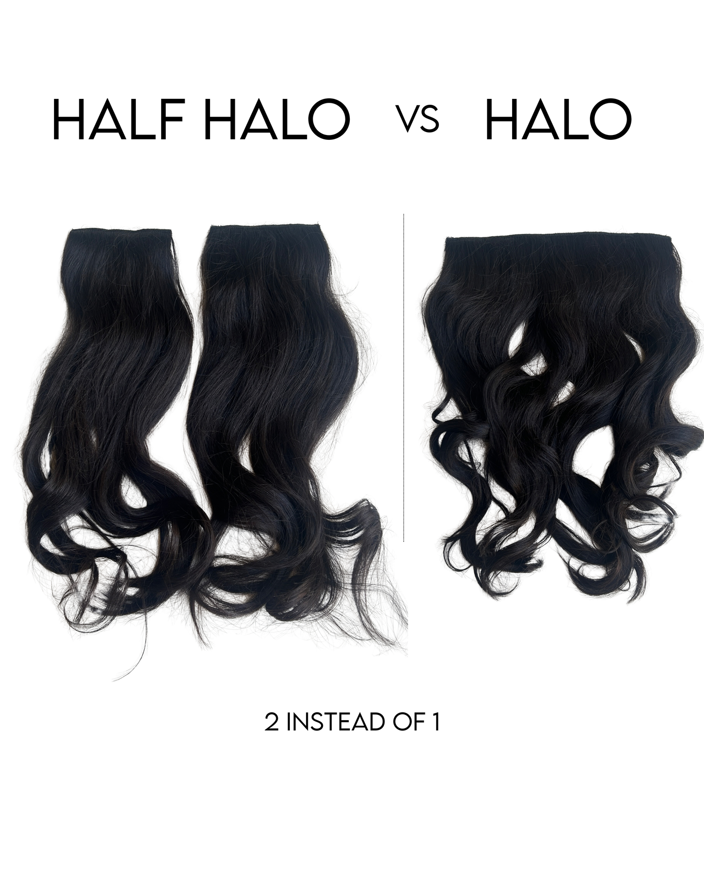 Bridal Half Halo Volumiser Natural Black For Braids, Ponytail & Open Hairstyles