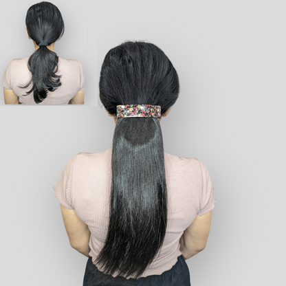 Flat Clip Ponytail Extensions Natural Brown