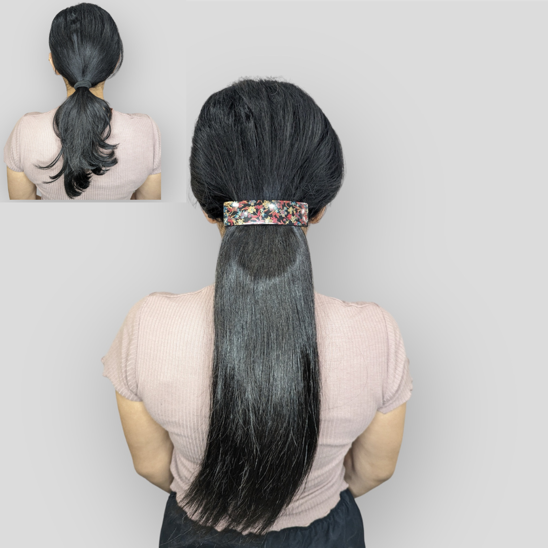 Flat Clip Ponytail Extensions Natural Black