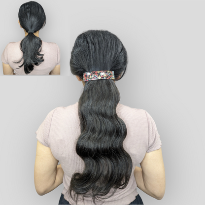 Flat Clip Ponytail Extensions Natural Brown