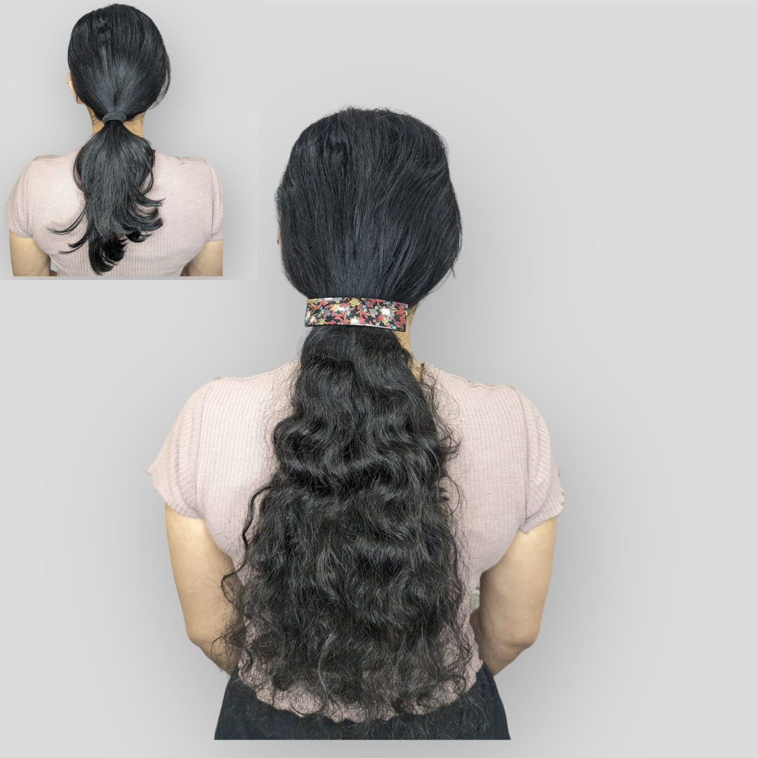 Flat Clip Ponytail Extensions Natural Brown