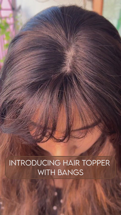 Hair Topper with Bangs 4x4 Natural Black