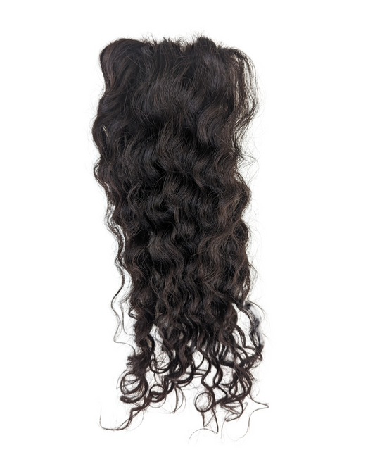 2 Clip Hair Patch Natural Brown Steamed Curly