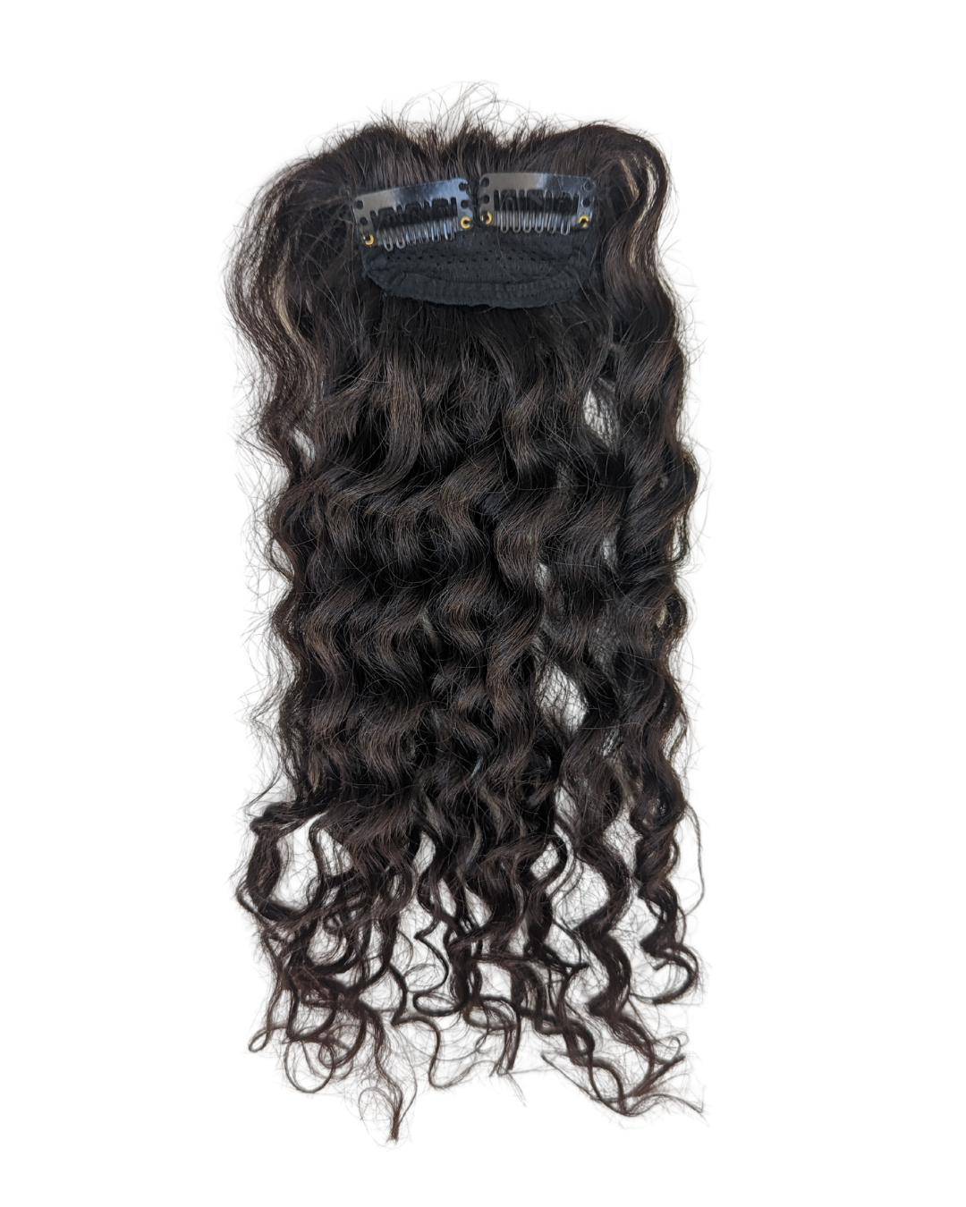 2 Clip Hair Patch Natural Black Steamed Curly